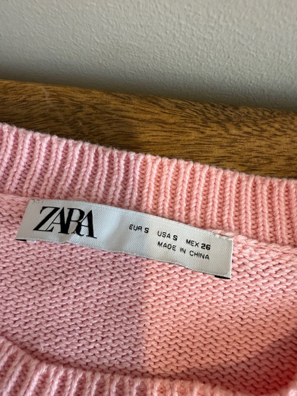 Zara Pink Crewneck Sweater with Orange & Teal Floral Appliqués - Picture 3 of 3